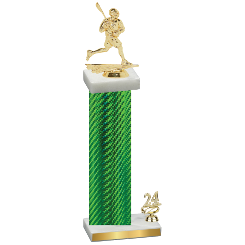 Accented Single Green Carbon Fiber Year Lacrosse Trophy