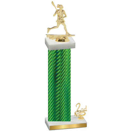 Accented Single Green Carbon Fiber Second Place Lacrosse Trophy