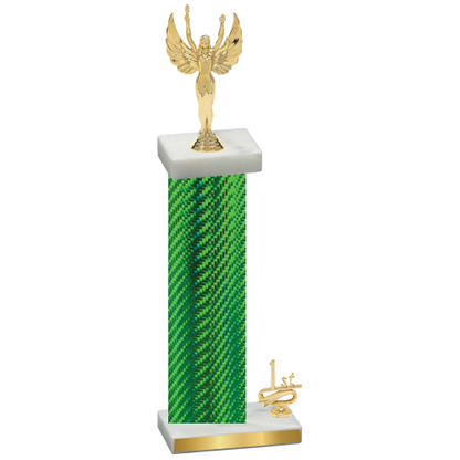 Accented Single Green Carbon Fiber First Place Victory Trophy