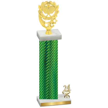 Accented Single Green Carbon Fiber Year Pickleball Trophy