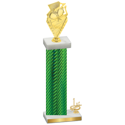 Accented Single Green Carbon Fiber First Place Pickleball Trophy