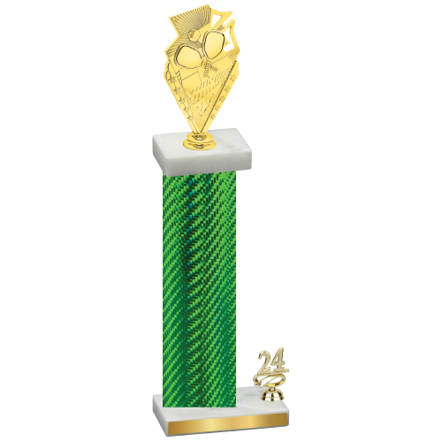 Accented Single Green Carbon Fiber Year Pickleball Trophy