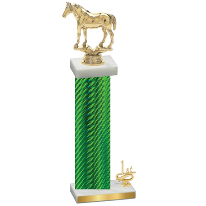 Accented Single Green Carbon Fiber First Place Horses Trophy