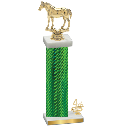 Accented Single Green Carbon Fiber Fourth Place Horses Trophy