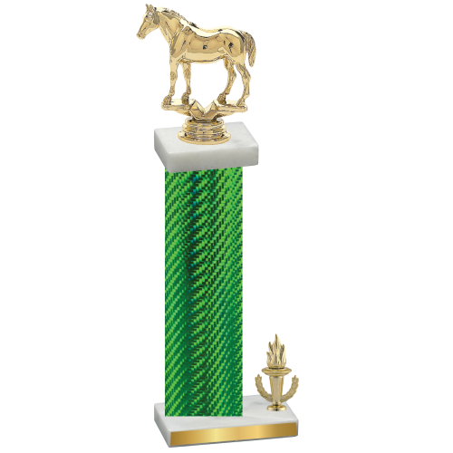 Accented Single Green Carbon Fiber Victory Horses Trophy