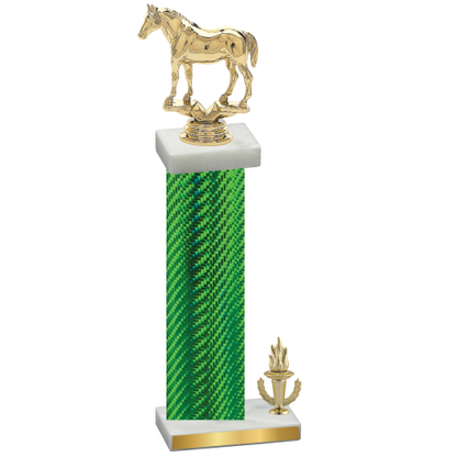 Accented Single Green Carbon Fiber Victory Horses Trophy