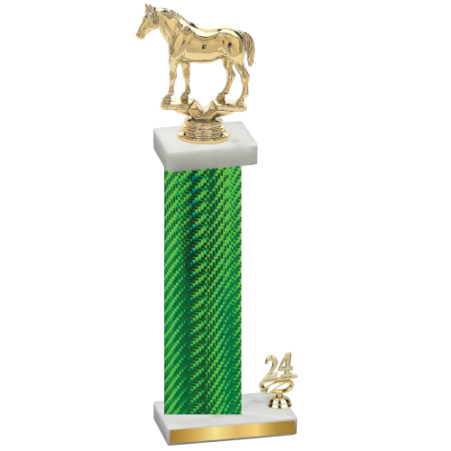 Accented Single Green Carbon Fiber Year Horses Trophy