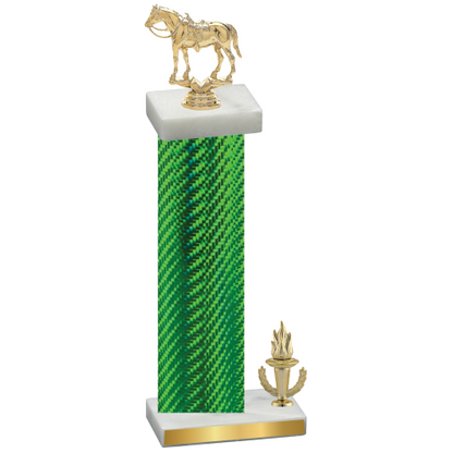 Accented Single Green Carbon Fiber Victory Horses Trophy