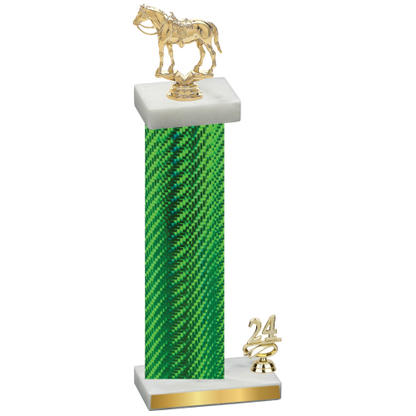 Accented Single Green Carbon Fiber Year Horses Trophy