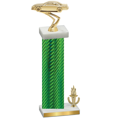 Accented Single Green Carbon Fiber Victory Cars Trophy