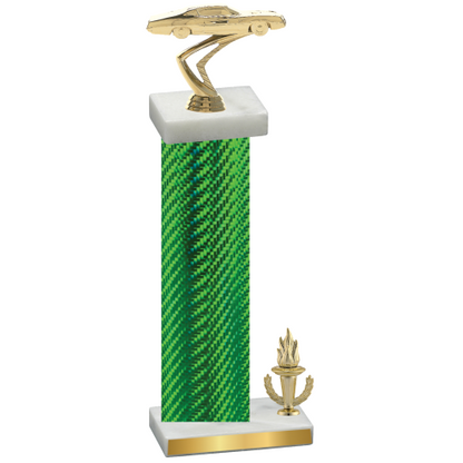 Accented Single Green Carbon Fiber Victory Cars Trophy