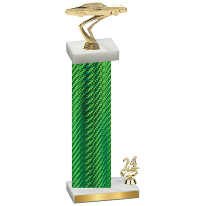 Accented Single Green Carbon Fiber Year Cars Trophy