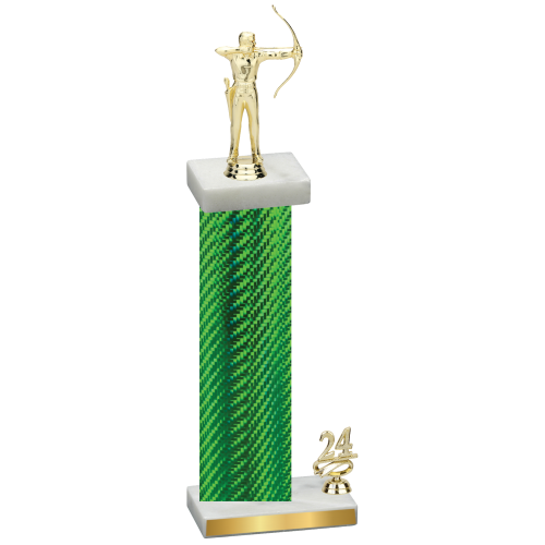 Accented Single Green Carbon Fiber Year Archery Trophy