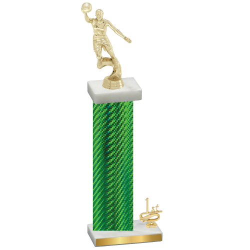 Accented Single Green Carbon Fiber First Place Basketball Trophy