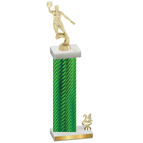 Accented Single Green Carbon Fiber Year Basketball Trophy