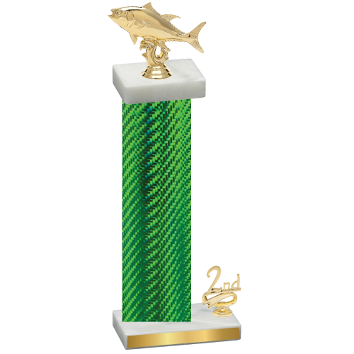 Accented Single Green Carbon Fiber Second Place Fishing Trophy