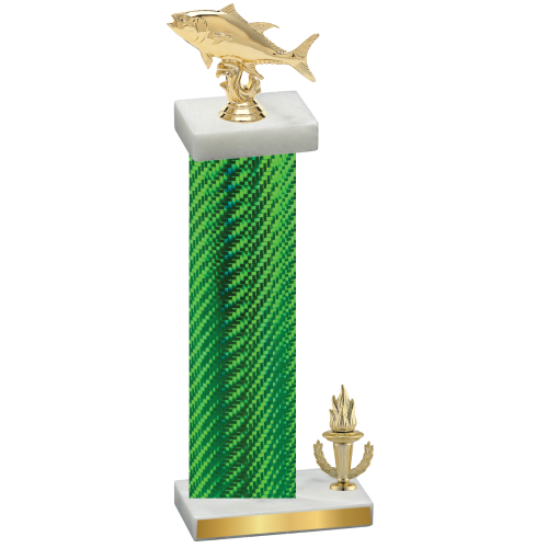 Accented Single Green Carbon Fiber Victory Fishing Trophy