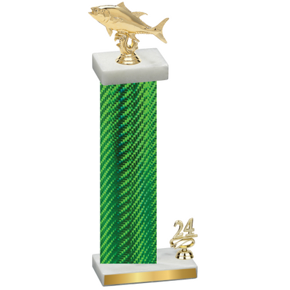 Accented Single Green Carbon Fiber Year Fishing Trophy