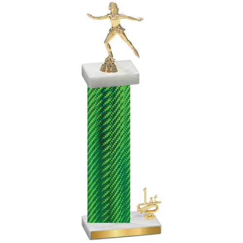 Accented Single Green Carbon Fiber First Place Skater Trophy