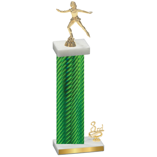 Accented Single Green Carbon Fiber Third Place Skater Trophy