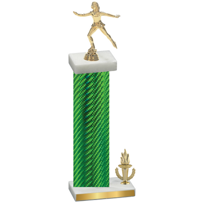 Accented Single Green Carbon Fiber Victory Skater Trophy