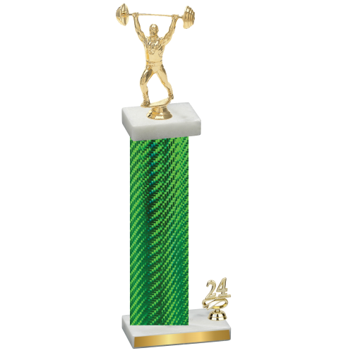 Accented Single Green Carbon Fiber Year Weights Trophy