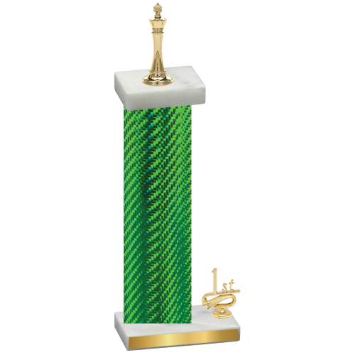 Accented Single Green Carbon Fiber First Place Chess Trophy