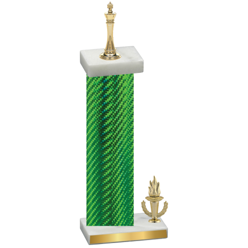 Accented Single Green Carbon Fiber Victory Chess Trophy