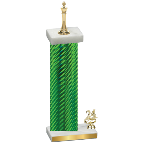 Accented Single Green Carbon Fiber Year Chess Trophy