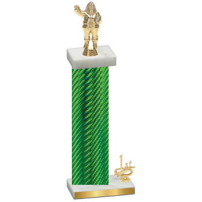 Accented Single Green Carbon Fiber First Place Holiday Trophy