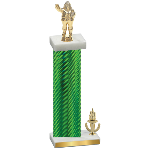 Accented Single Green Carbon Fiber Victory Holiday Trophy