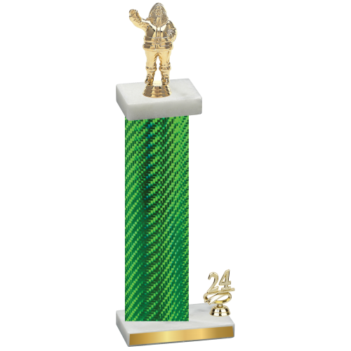 Accented Single Green Carbon Fiber Year Holiday Trophy