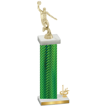 Accented Single Green Carbon Fiber First Place Basketball Trophy