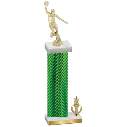 Accented Single Green Carbon Fiber Victory Basketball Trophy