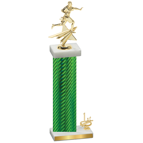 Accented Single Green Carbon Fiber First Place Flag Football Trophy