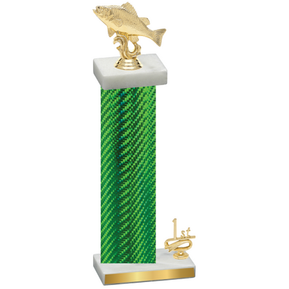 Accented Single Green Carbon Fiber First Place Fishing Trophy