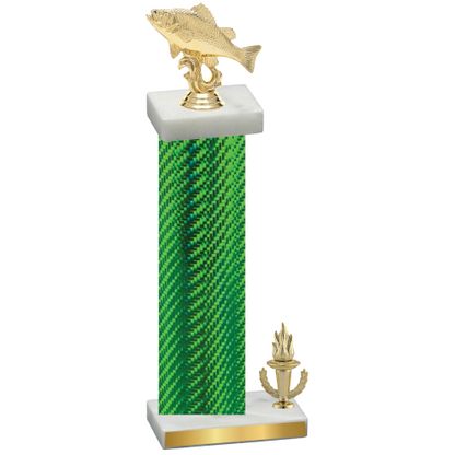 Accented Single Green Carbon Fiber Victory Fishing Trophy