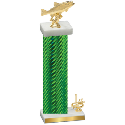 Accented Single Green Carbon Fiber First Place Fishing Trophy