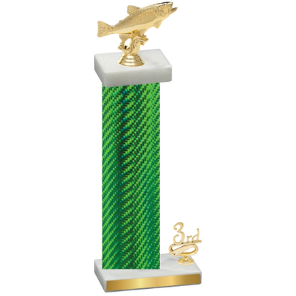 Accented Single Green Carbon Fiber Third Place Fishing Trophy