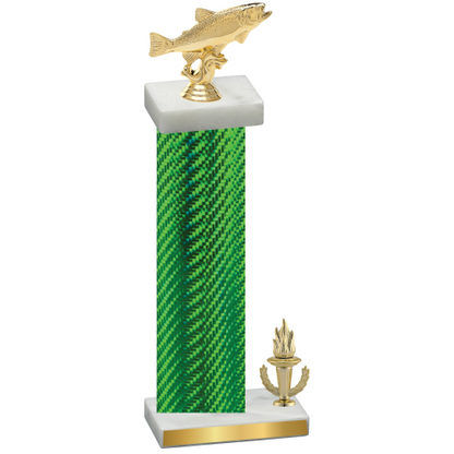 Accented Single Green Carbon Fiber Victory Fishing Trophy