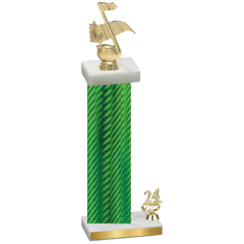 Accented Single Green Carbon Fiber Year Music Trophy