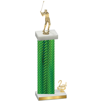 Accented Single Green Carbon Fiber Second Place Golf Trophy