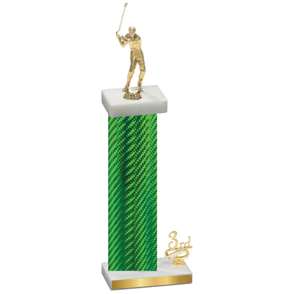 Accented Single Green Carbon Fiber Third Place Golf Trophy