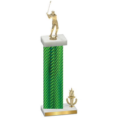 Accented Single Green Carbon Fiber Victory Golf Trophy