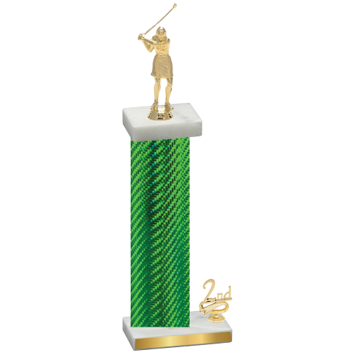 Accented Single Green Carbon Fiber Second Place Golf Trophy