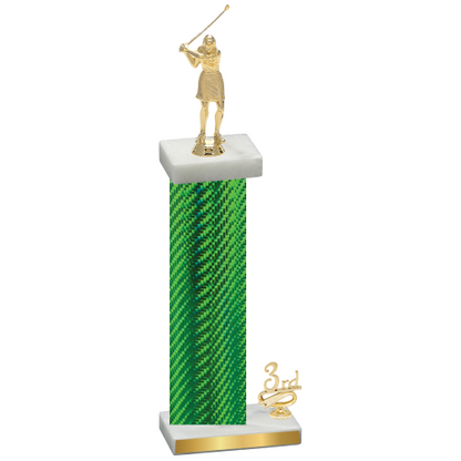 Accented Single Green Carbon Fiber Third Place Golf Trophy