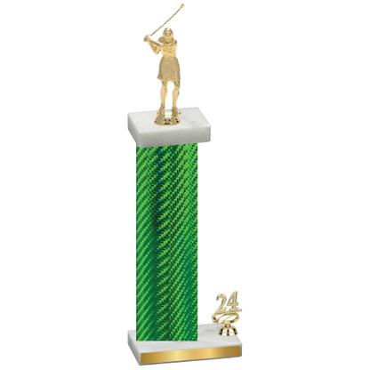 Accented Single Green Carbon Fiber Year Golf Trophy