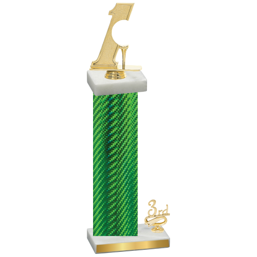 Accented Single Green Carbon Fiber Third Place Golf Trophy