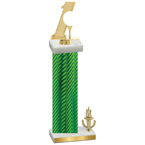 Accented Single Green Carbon Fiber Victory Golf Trophy