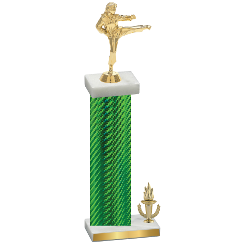 Accented Single Green Carbon Fiber Victory Karate Trophy